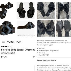 JEFFREY CAMPBELL ENCHANTING BLACK FLORAL APPLIQUÉ JELLY SLIDE SANDALS